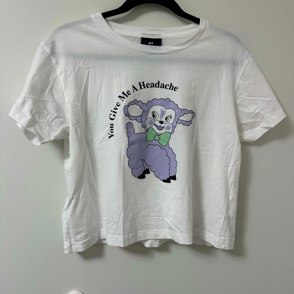 Lazy Oaf White and Purple Short Sleeve Tee with Koala Graphic